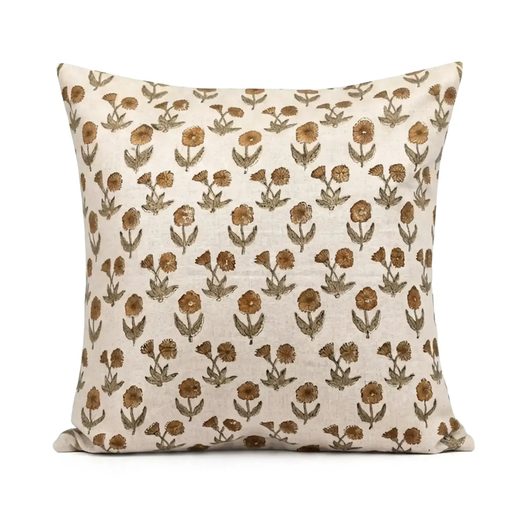 Aster Mustard Linen Pillow Cover