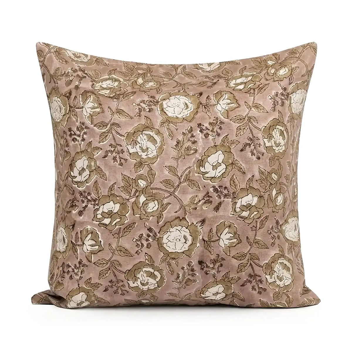 Natural Trace Botanical Floral Vines Blush Pink Linen Pillow Cover