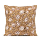 Natural Trace Botanical Floral Vines Mustard Linen Pillow Cover