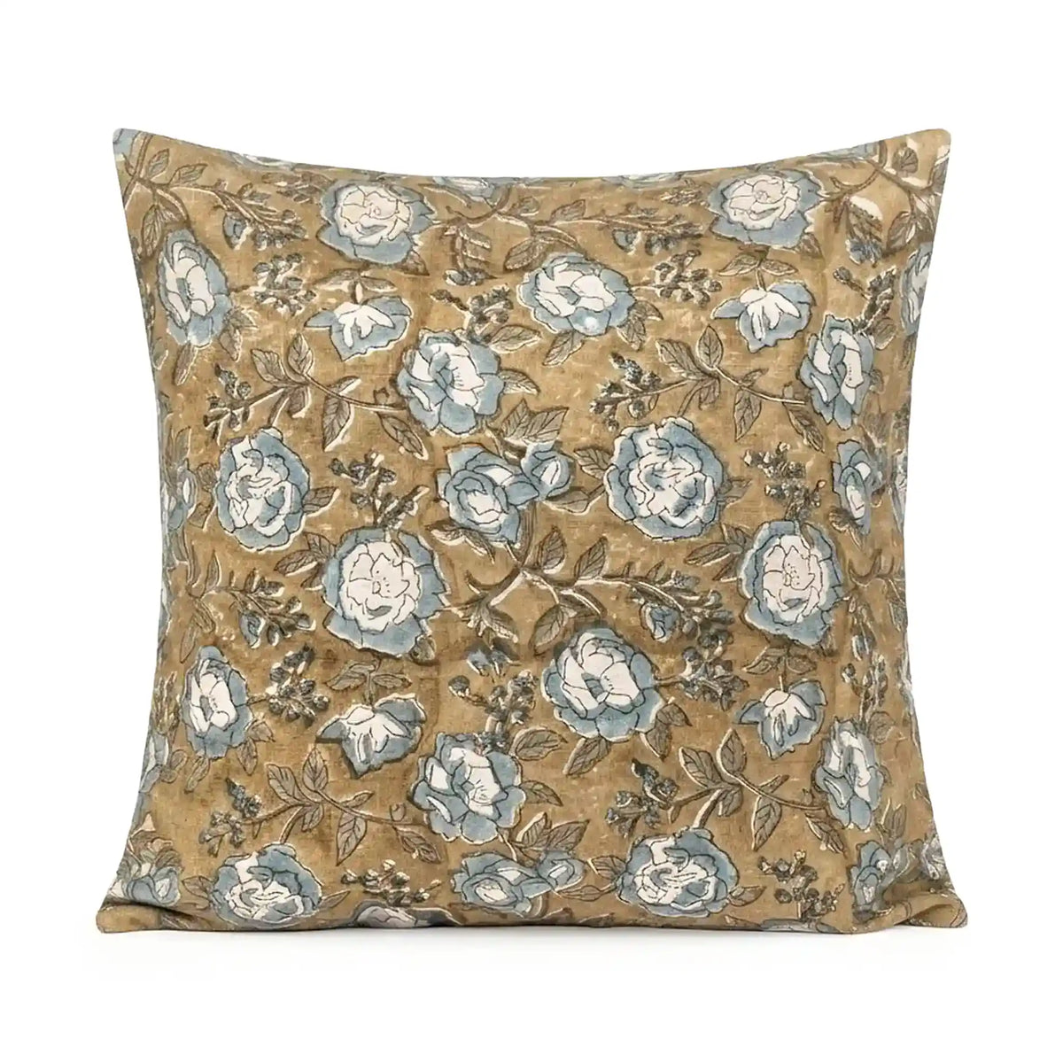 Natural Trace Botanical Floral Vines Beige Linen Pillow Cover
