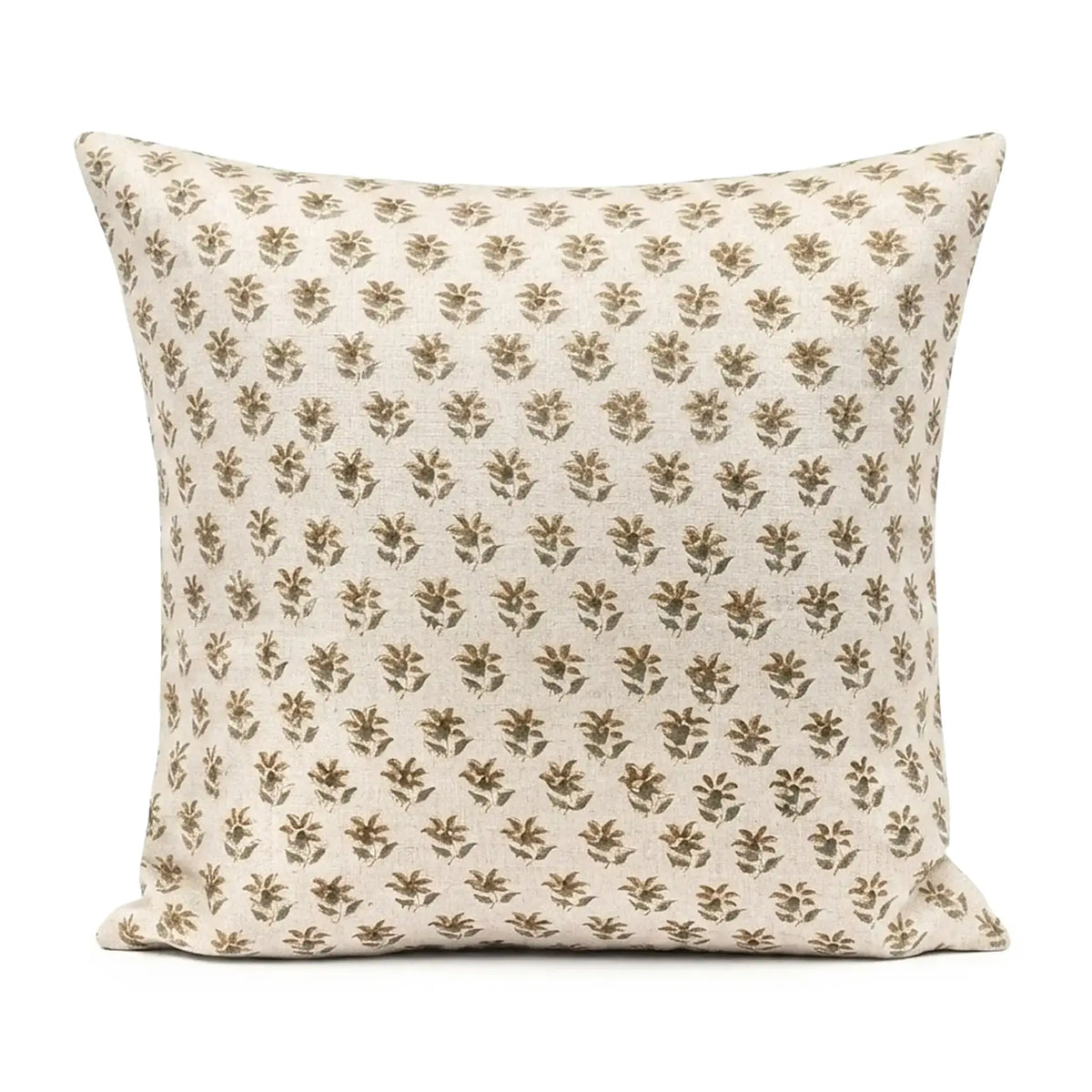 Clover Sage Green & Beige Linen Pillow Cover
