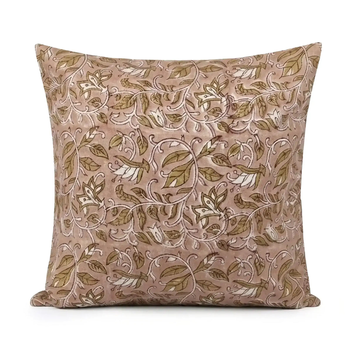 Sonnet Botanical Floral Vines Dawn Pink Linen Pillow Cover