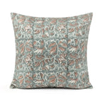 Sonnet Botanical Floral Vines Ice Blue Linen Pillow Cover