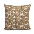 Rosette Botanical Floral Vines Beige Linen Pillow Cover