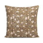 Rosette Botanical Floral Vines Beige Linen Pillow Cover