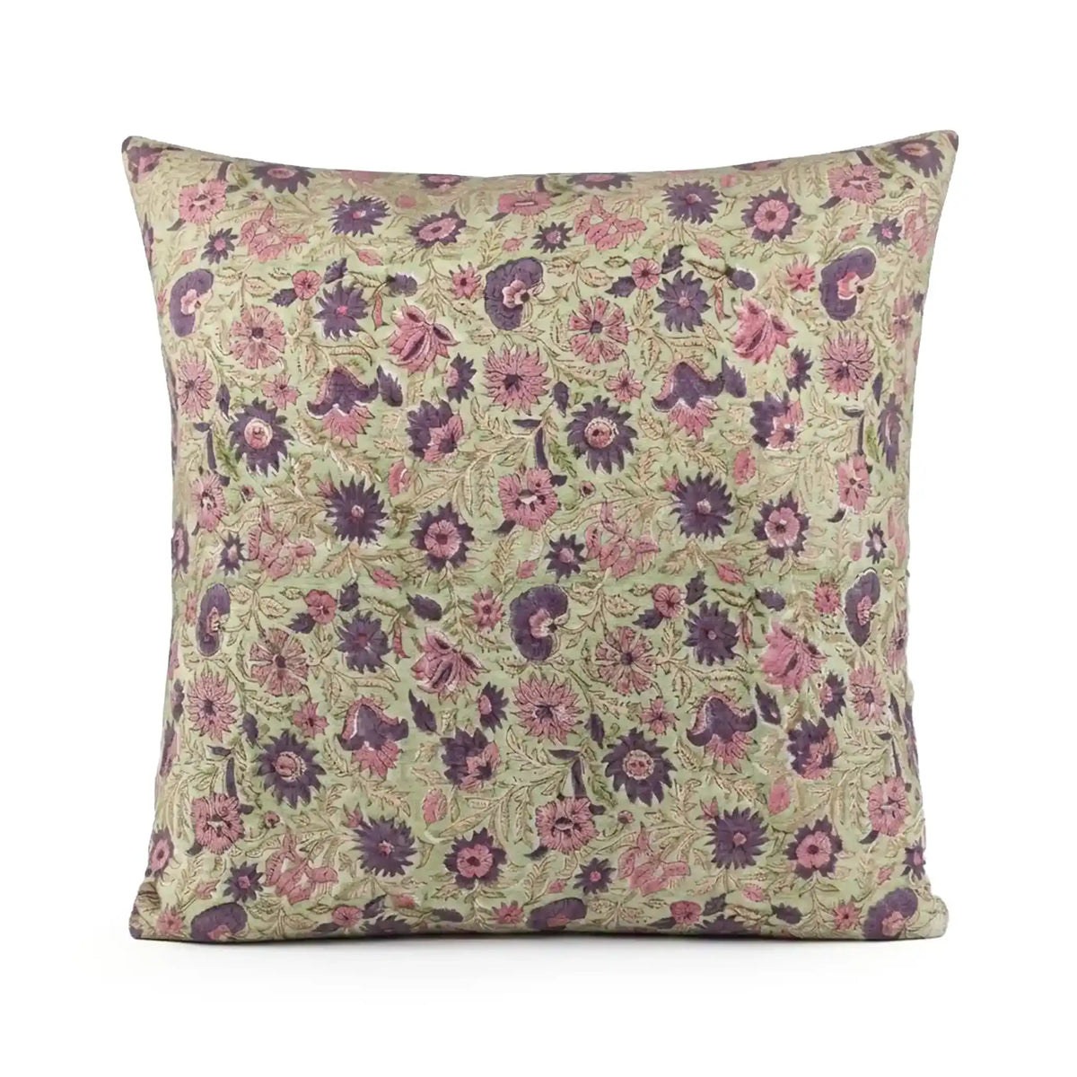 Fable Botanical Floral Vines Sage Green Linen Pillow Cover