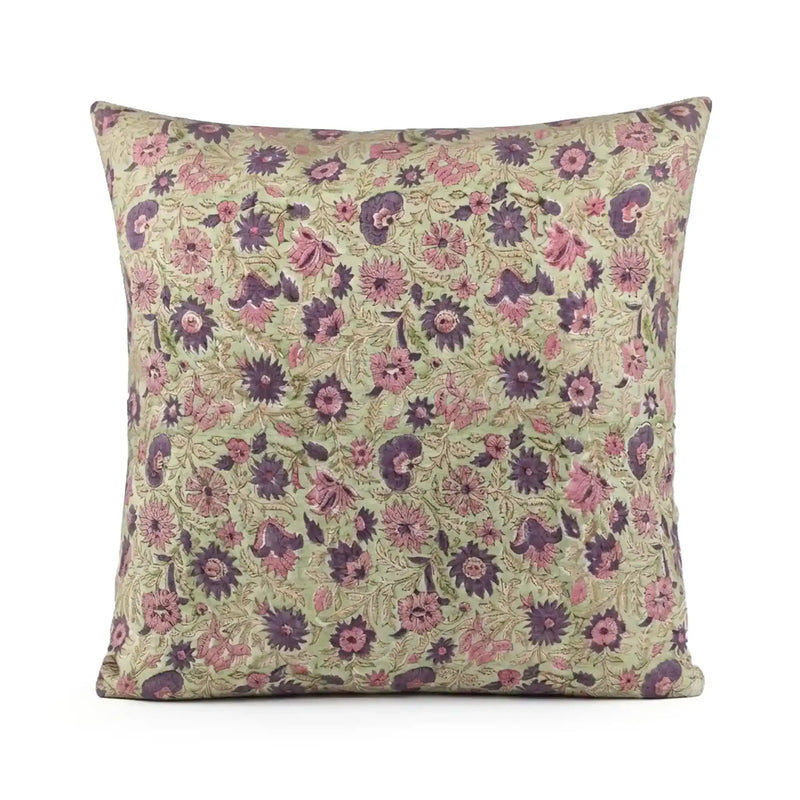 Fable Botanical Floral Vines Sage Green Linen Pillow Cover