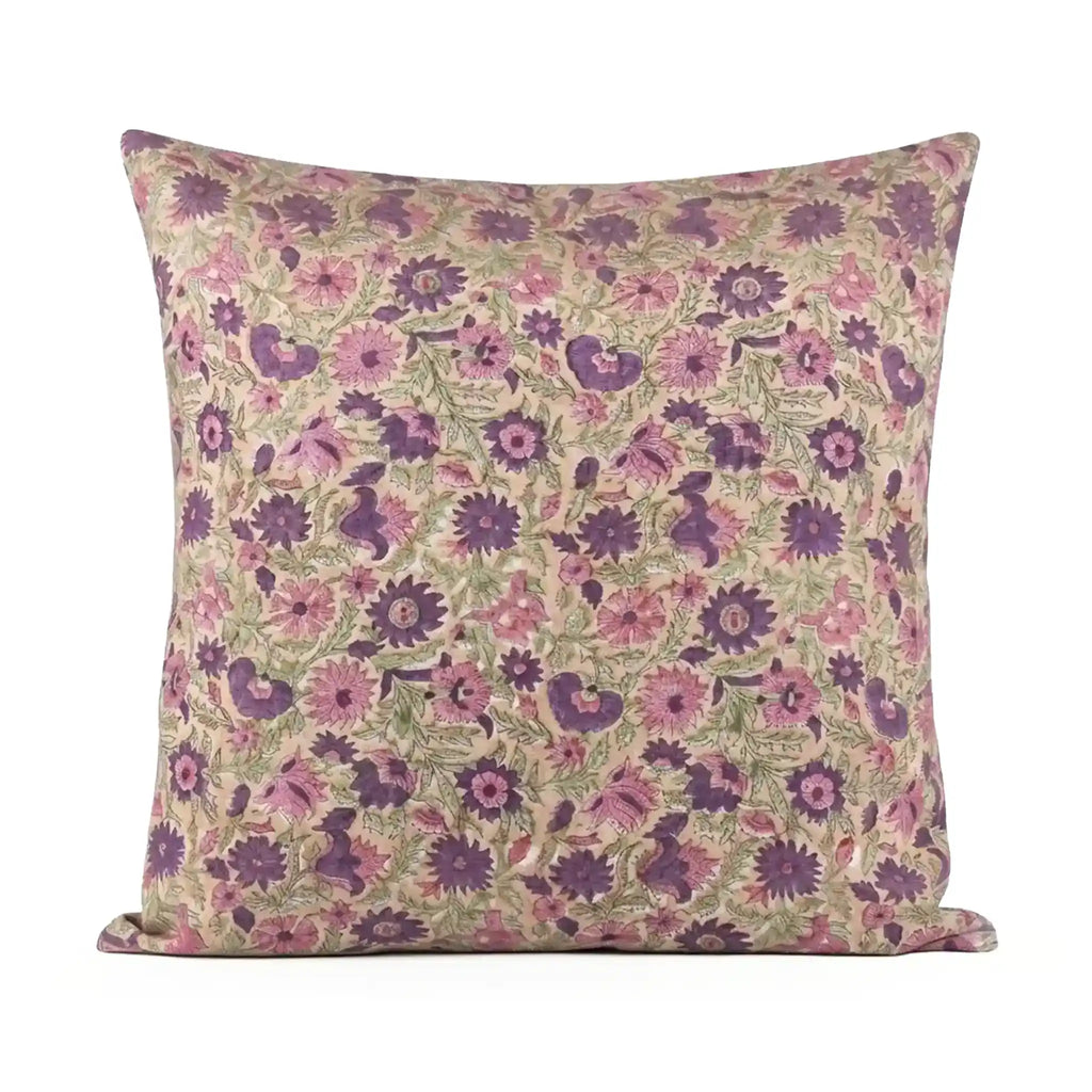 Fable Botanical Floral Vines Light Beige Linen Pillow Cover