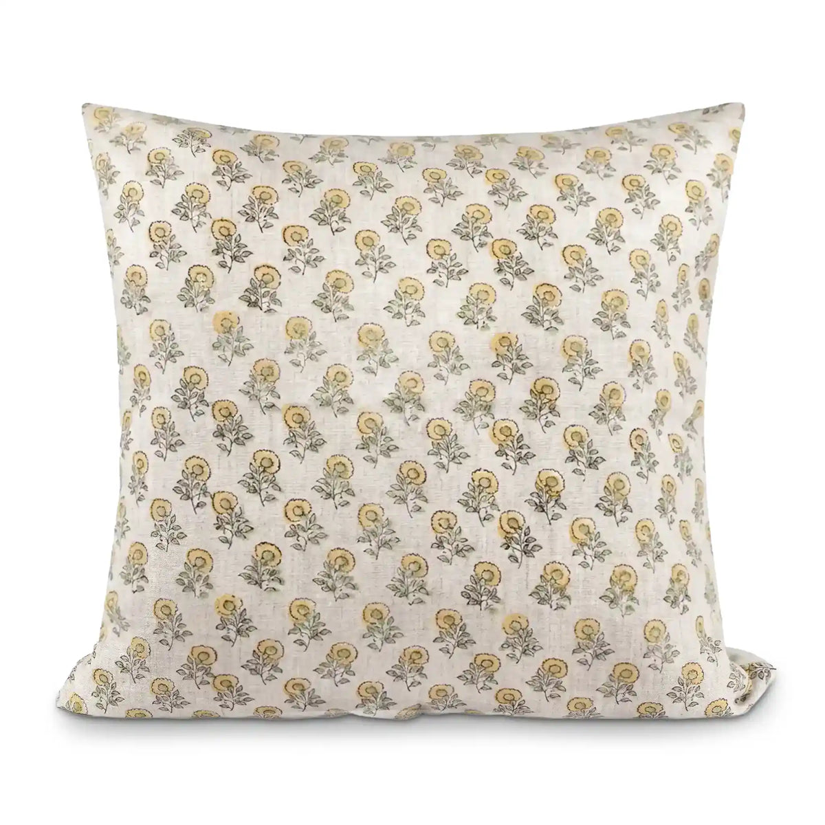 Alder Lemon Yellow Linen Pillow Cover