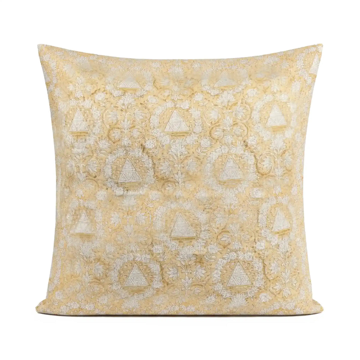 Amber Botanica Botanical Floral Vines Lemon Yellow Linen Pillow Cover