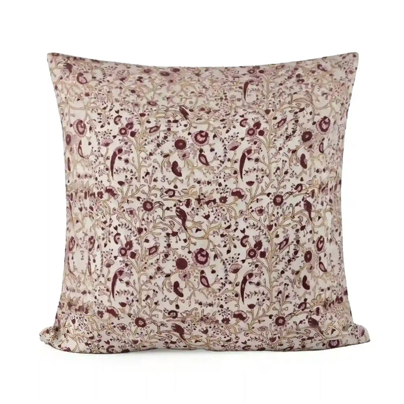 Wild Briar Wine Red Linen Pillow Cover