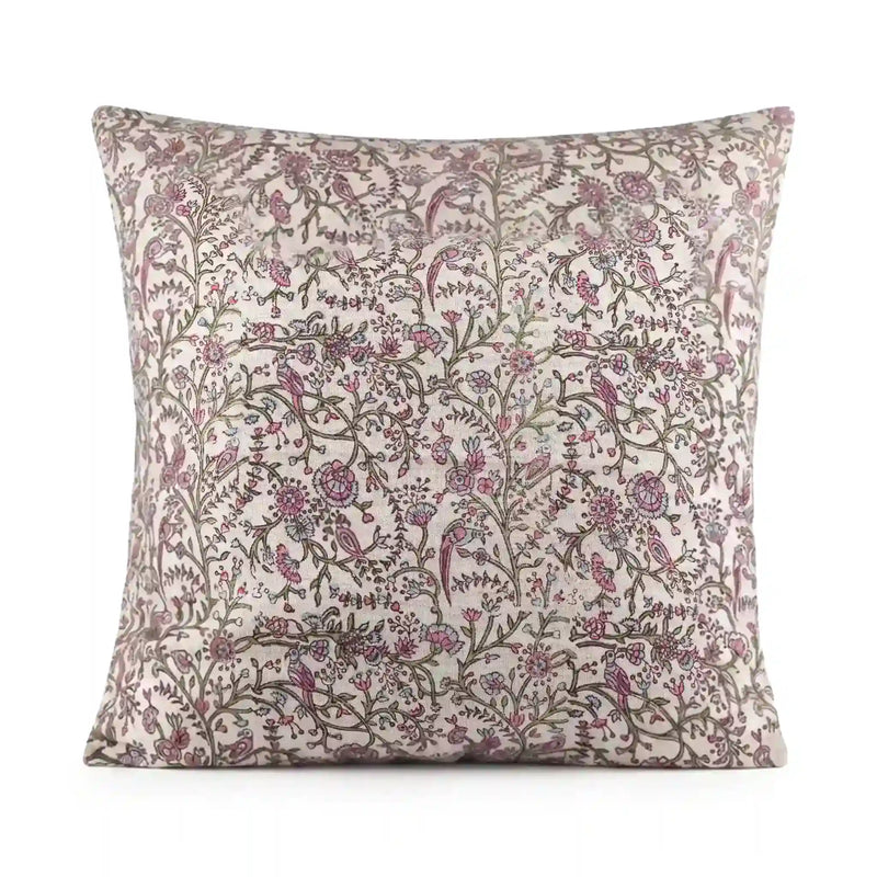 Wild Briar Ice Blue Linen Pillow Cover