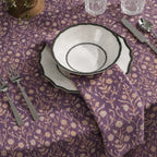 Garden Archive Purple & Orange Hand Block Printed Cotton Napkins