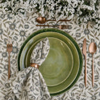 Willowmere Ice Blue & Brown Hand Block Printed Cotton Napkins