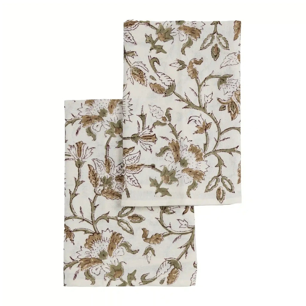 Florent Blush Pink & Plum Wine Hand Block Printed Cotton Napkins