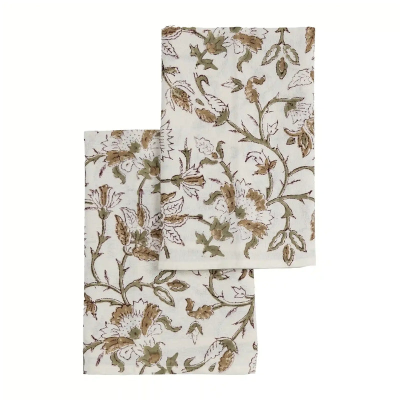 Florent Blush Pink & Plum Wine Hand Block Printed Cotton Napkins