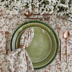 Florent Sage Green & Plum Wine Hand Block Printed Cotton Napkins