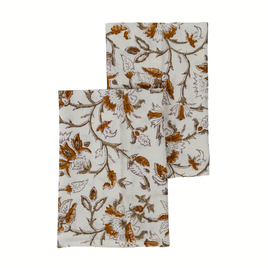 Montrose Mustard & Plum Wine Hand Block Printed Cotton Napkins