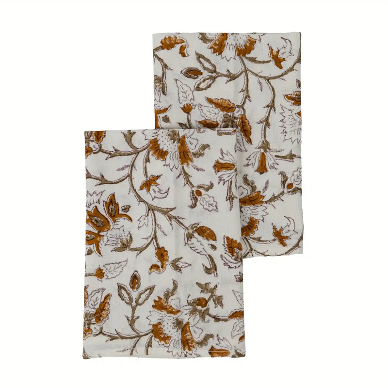 Montrose Mustard & Plum Wine Hand Block Printed Cotton Napkins