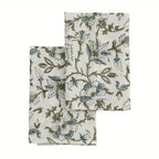 Montrose Ice Blue & Olive Green Hand Block Printed Cotton Napkins