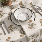 Ditsy Press Beige & Dark Brown Hand Block Printed Cotton Napkins