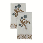 Ditsy Press Aqua & Pink Hand Block Printed Cotton Napkins