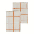 Soft Checks Orange Hand Block Printed Cotton Napkins