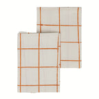 Soft Checks Orange Hand Block Printed Cotton Napkins