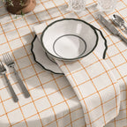 Soft Checks Orange Hand Block Printed Cotton Napkins