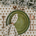 Amber Garden Sage Green & Blue Hand Block Printed Cotton Napkins