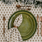 Amber Garden Blush Pink & Brown Hand Block Printed Cotton Napkins