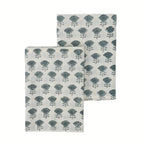 Amber Garden Ice Blue & Mustard Hand Block Printed Cotton Napkins