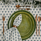 Amber Garden Ice Blue & Mustard Hand Block Printed Cotton Napkins
