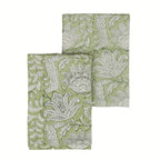 Garden Sage Green & Olive Green Hand Block Printed Cotton Napkins