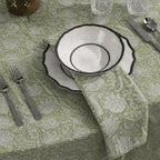 Garden Sage Green & Olive Green Hand Block Printed Cotton Napkins