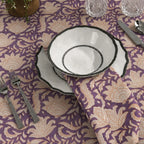 Garden Purple & Orange Hand Block Printed Cotton Napkins