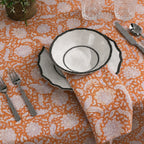 Garden Orange & Purple Hand Block Printed Cotton Napkins