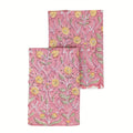 Garden Archive Salmon Pink & Yellow Hand Block Printed Cotton Napkins