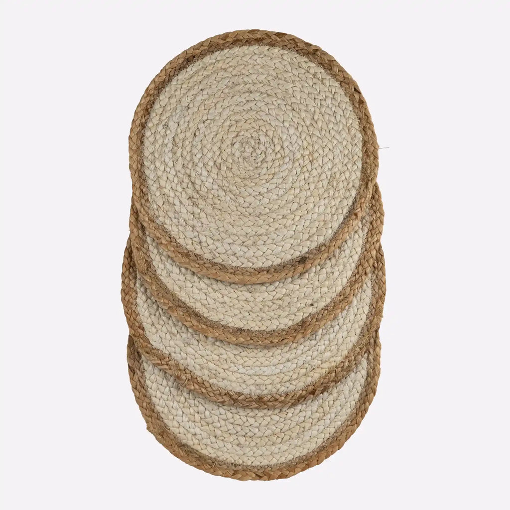 Coil Natural & White Woven Jute Placemats