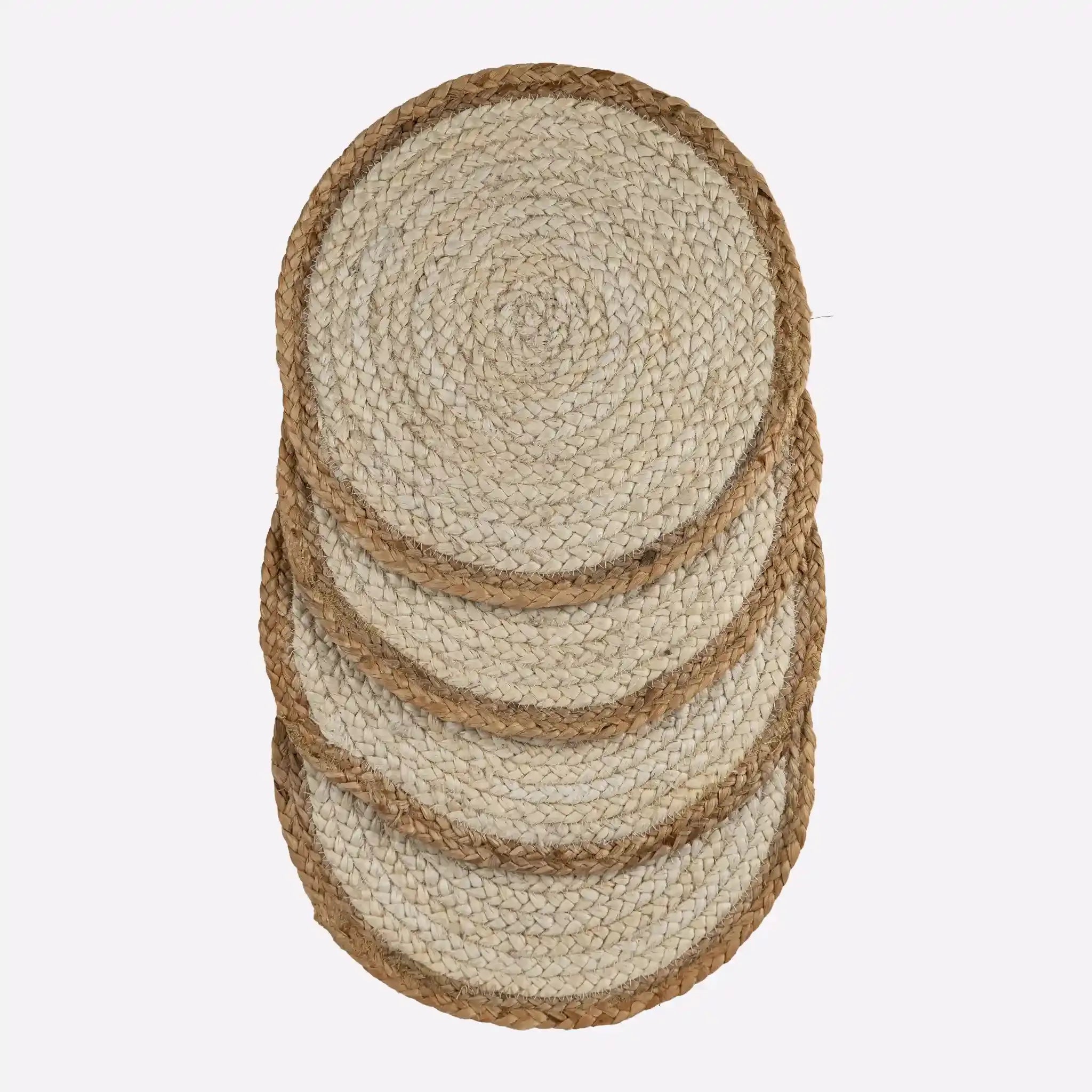 Coil Natural & White Woven Jute Placemats