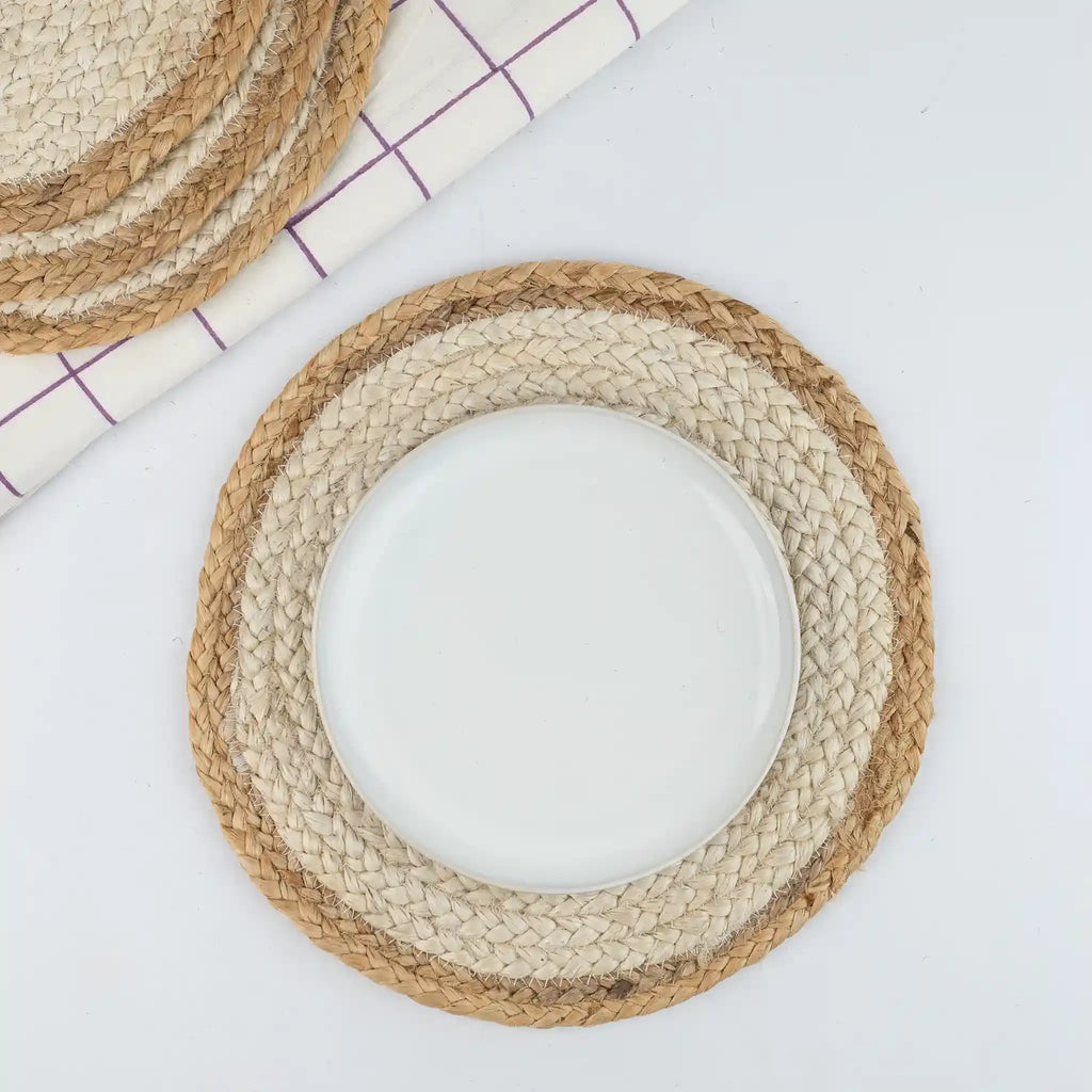 Coil Natural & White Woven Jute Placemats