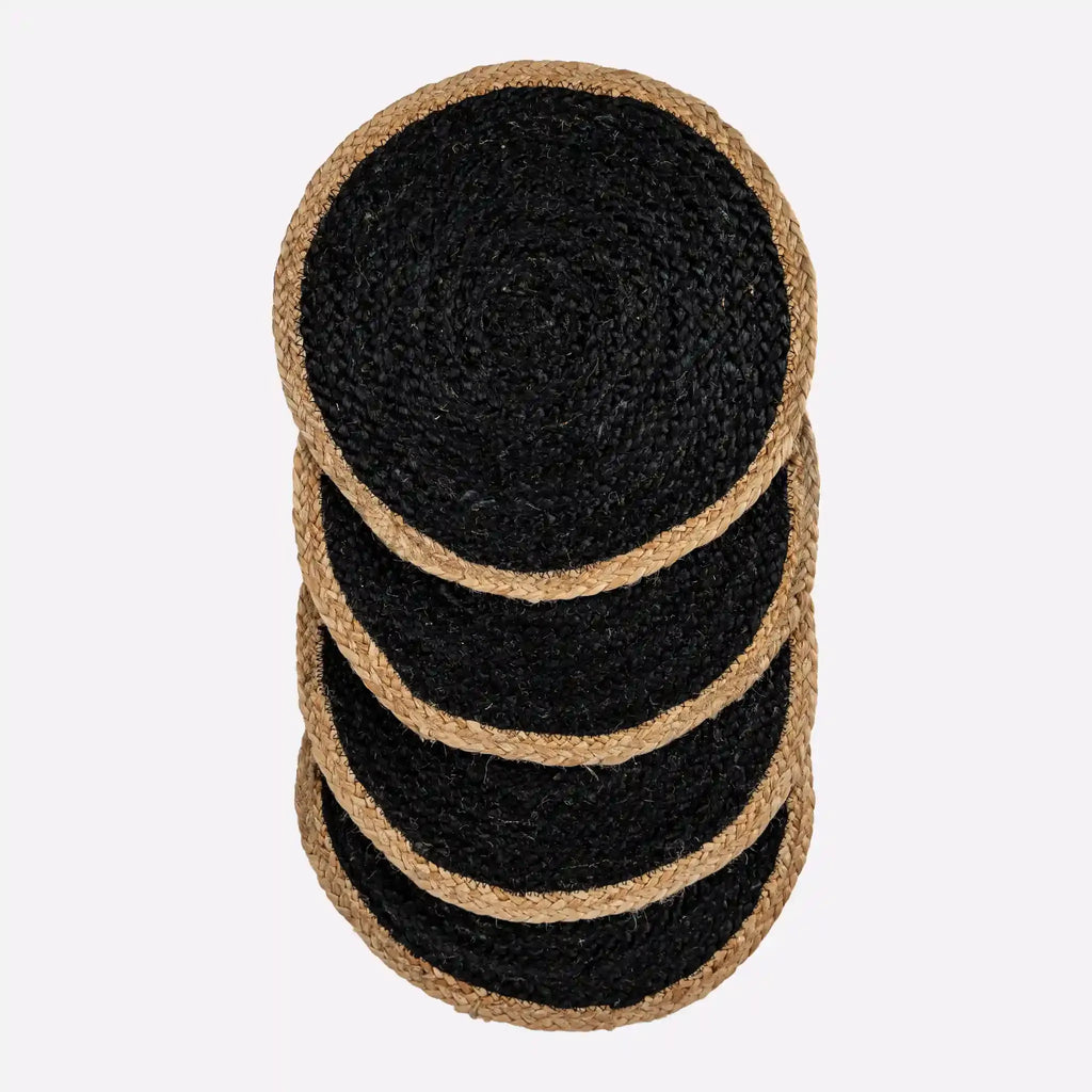 Coil Natural & Black Woven Jute Placemats
