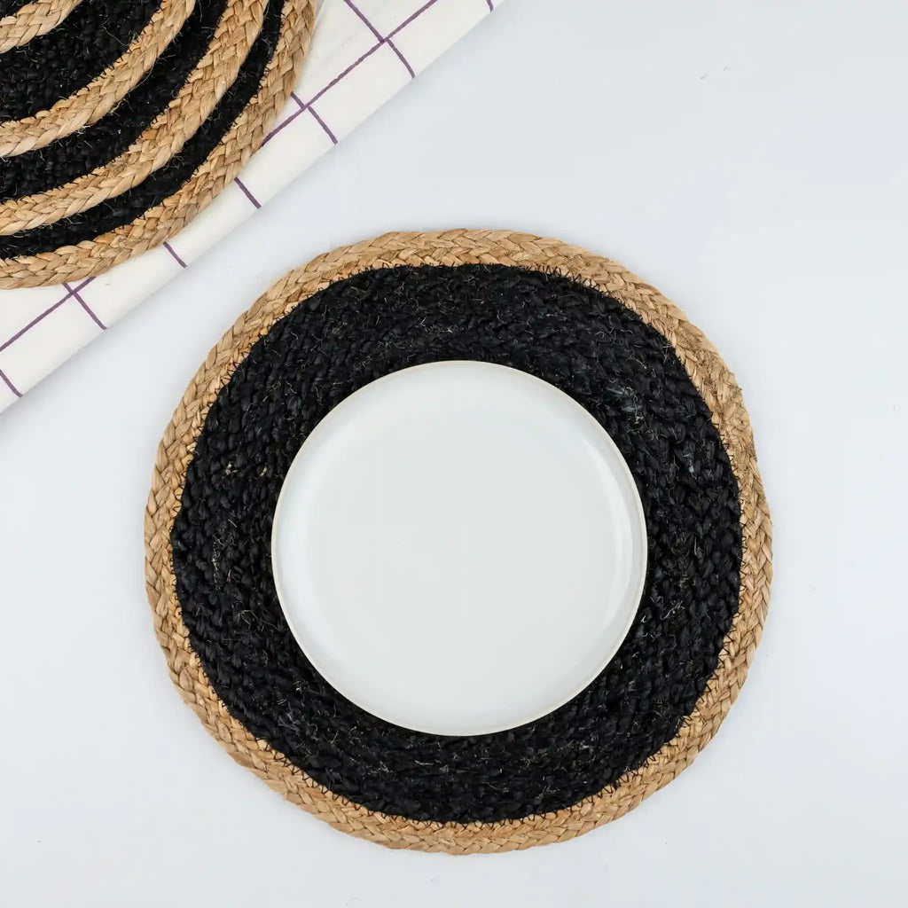Coil Natural & Black Woven Jute Placemats