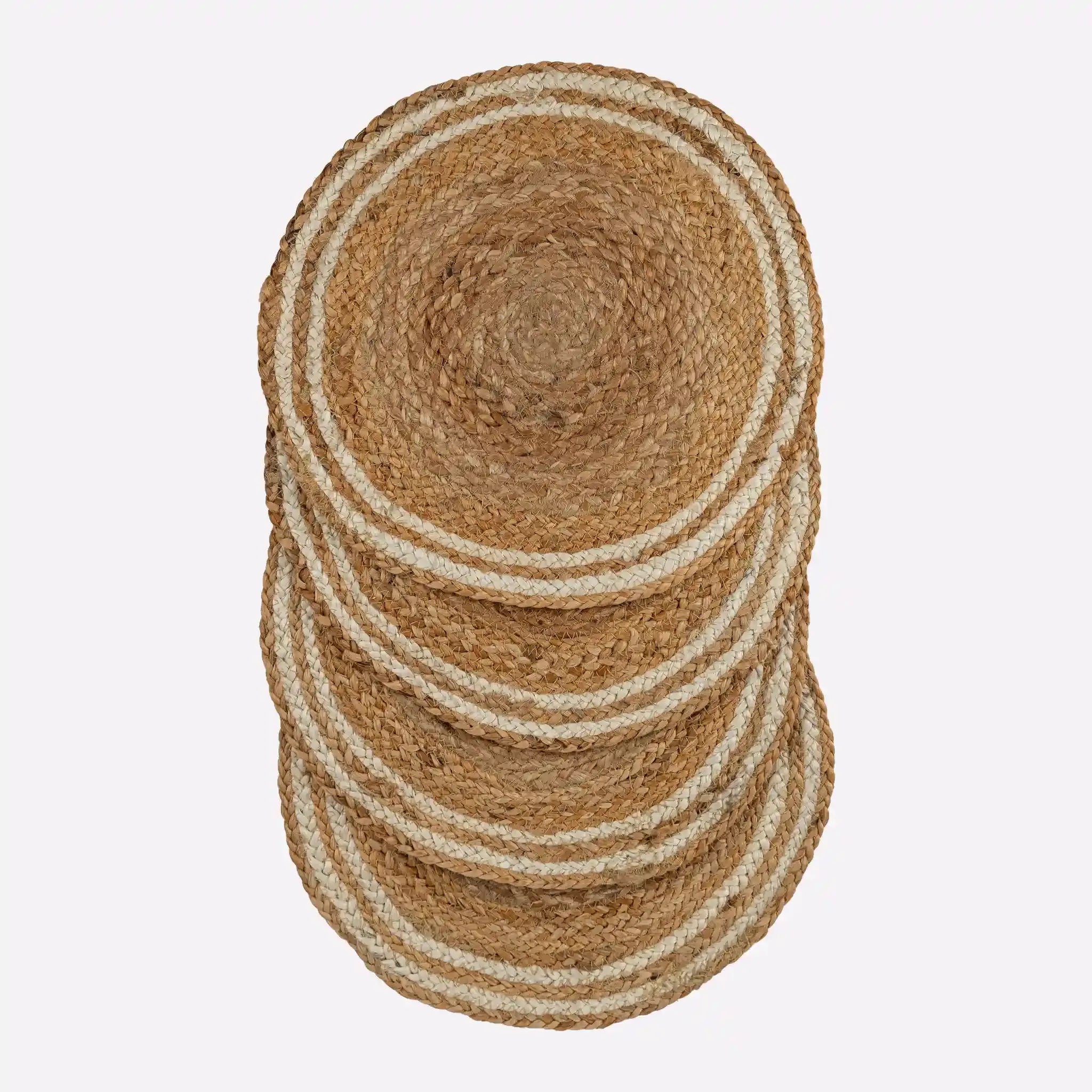 Coastline Natural & White Woven Jute Placemats