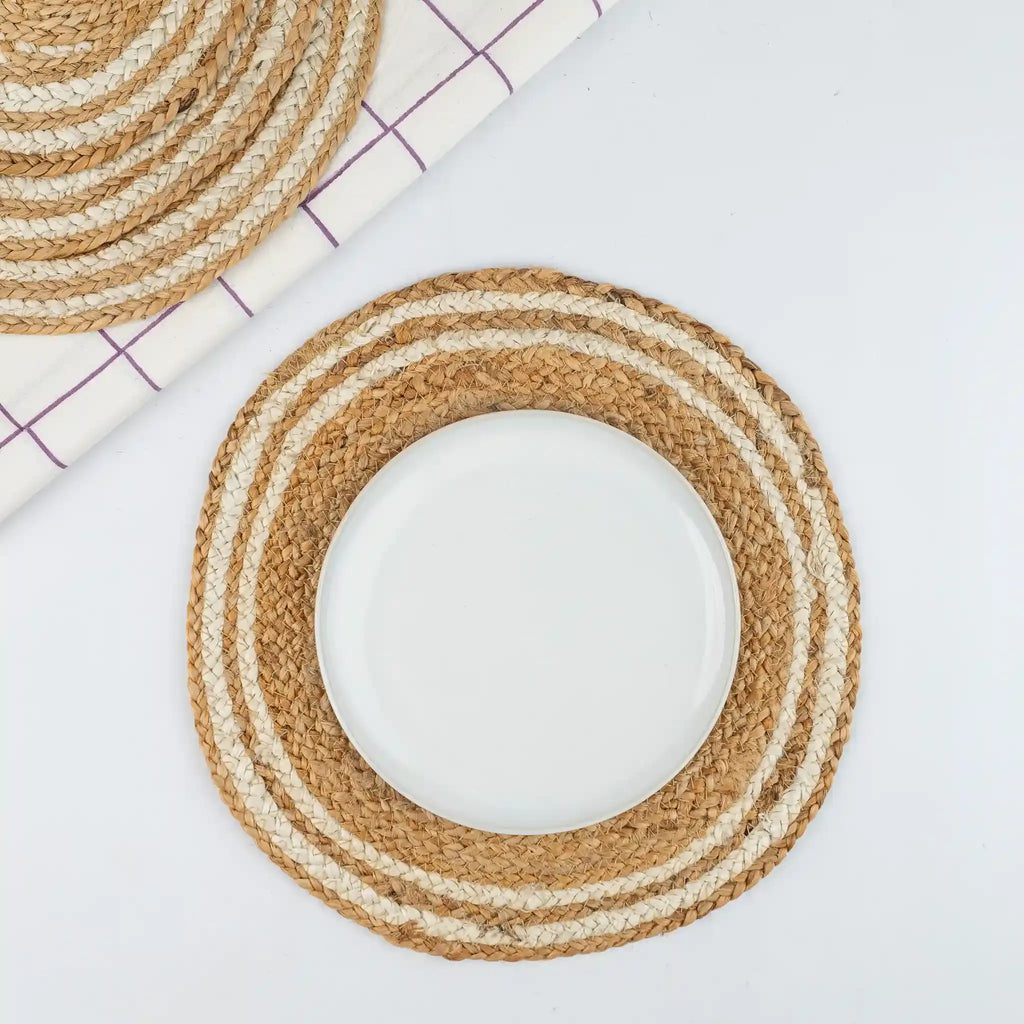 Coastline Natural & White Woven Jute Placemats