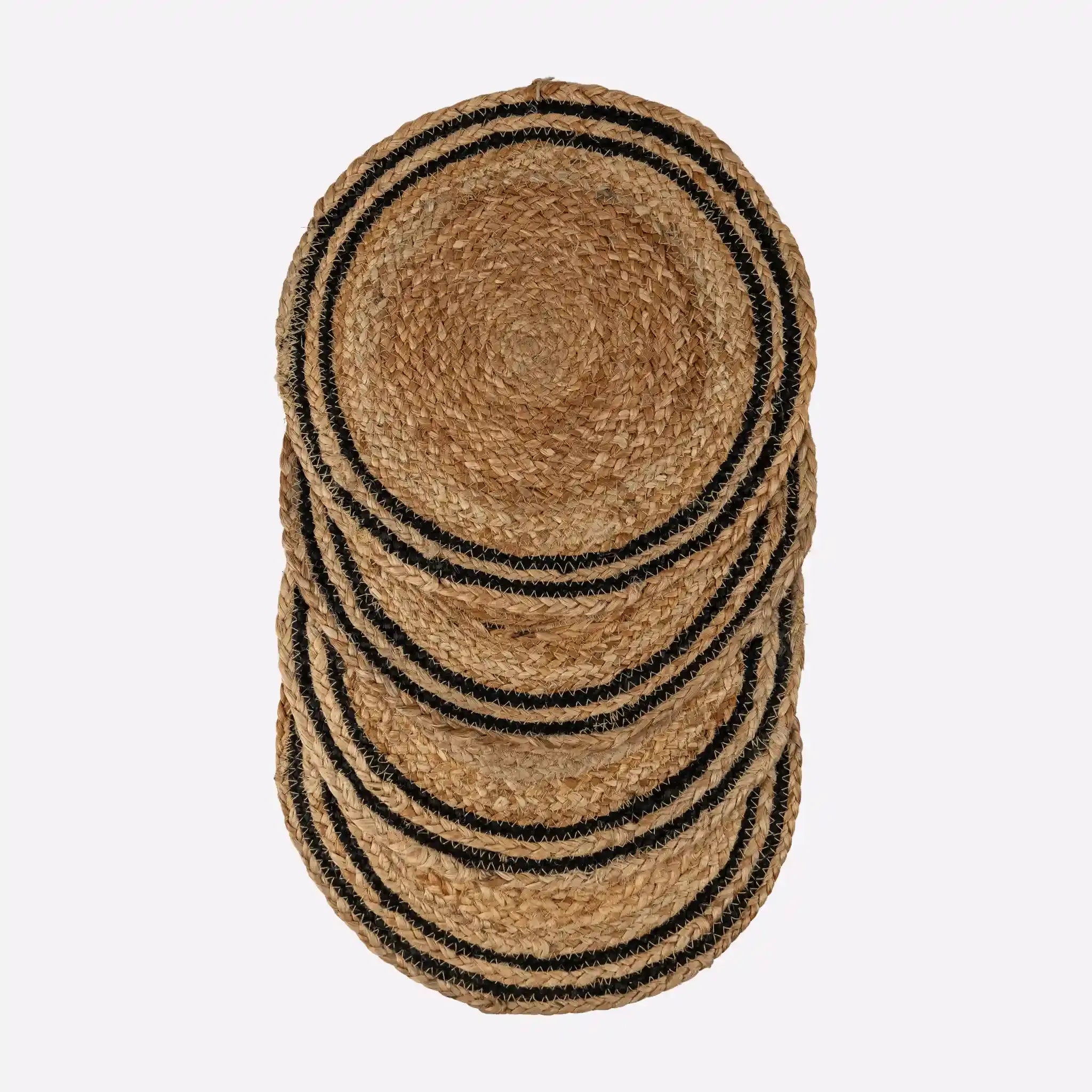 Coastline Natural & Black Woven Jute Placemats