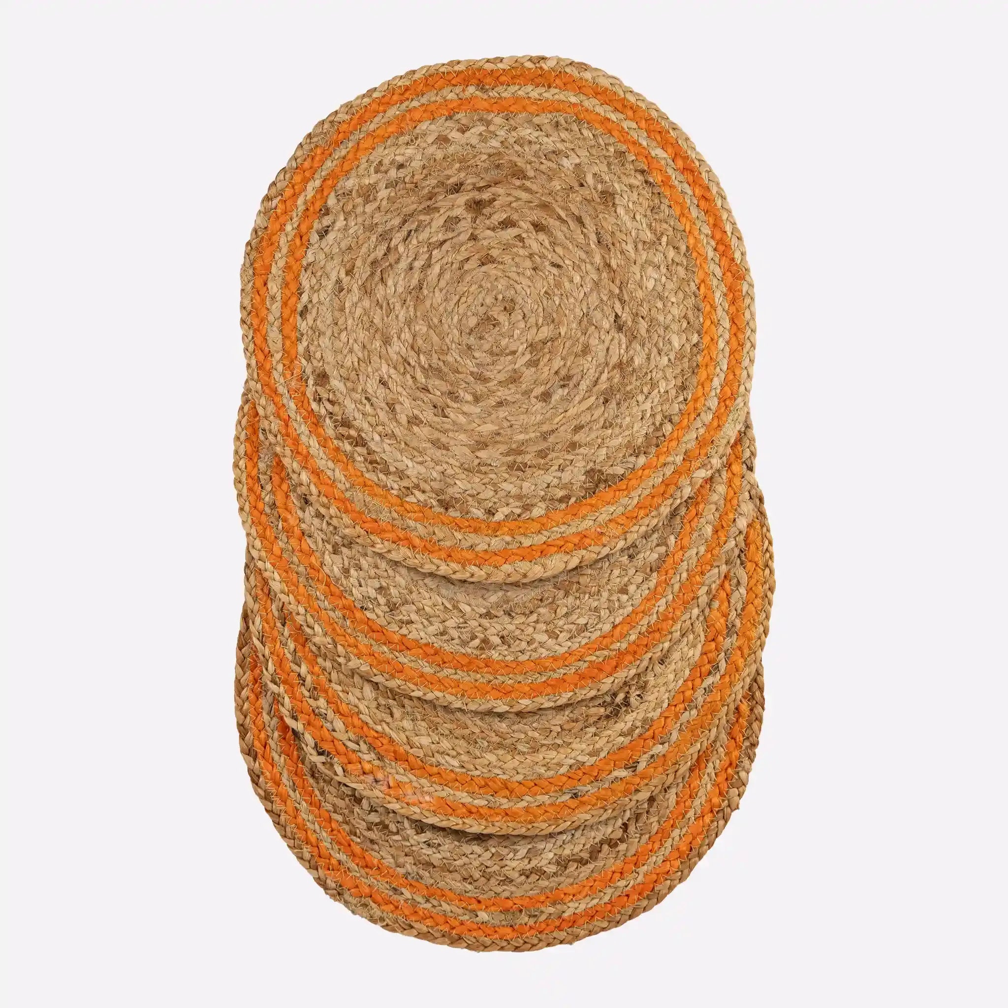 Coastline Natural & Orange Woven Jute Placemats