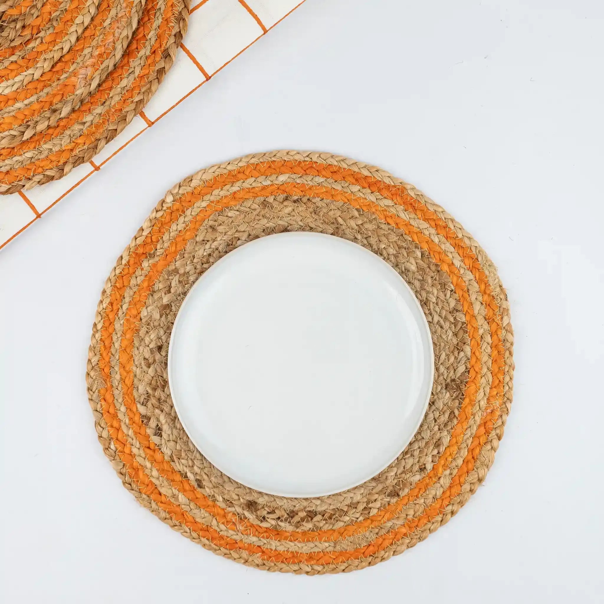 Coastline Natural & Orange Woven Jute Placemats