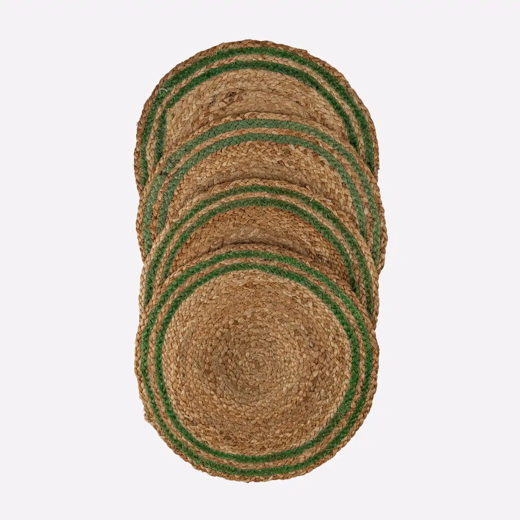 Coastline Natural & Green Woven Jute Placemats