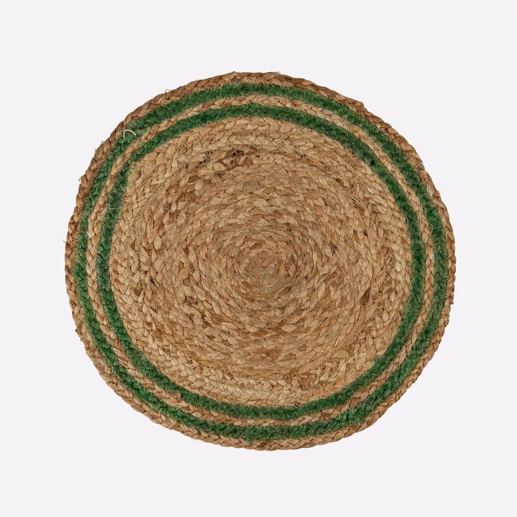 Coastline Natural & Green Woven Jute Placemats